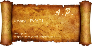 Arany Pál névjegykártya