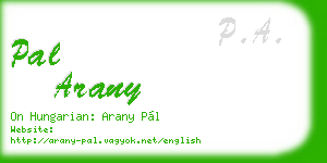 pal arany business card